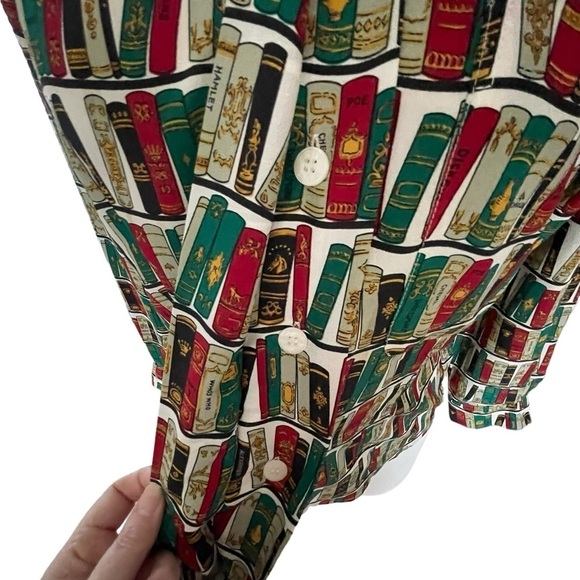 Vintage Jones New York Library Print Long Sleeve Shirt Size 6 - Picture 4 of 7